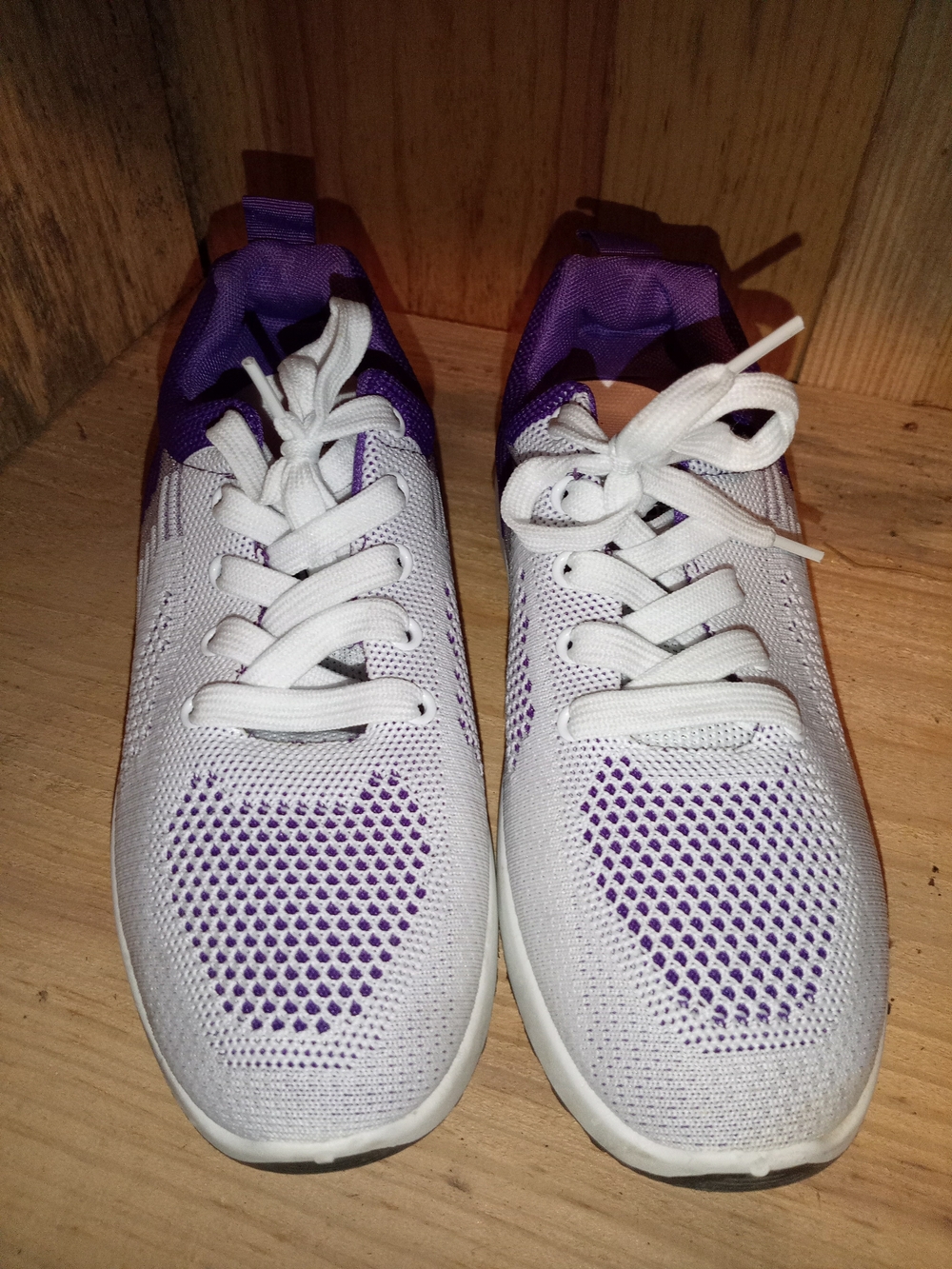 Women's White Athletic Sneakers with Purple Accents